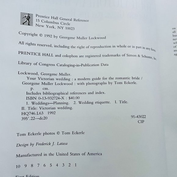 Your Victorian Wedding Georgene Muller Lockwood Illustrated Hardcover Book 1992 - Picture 2 of 7